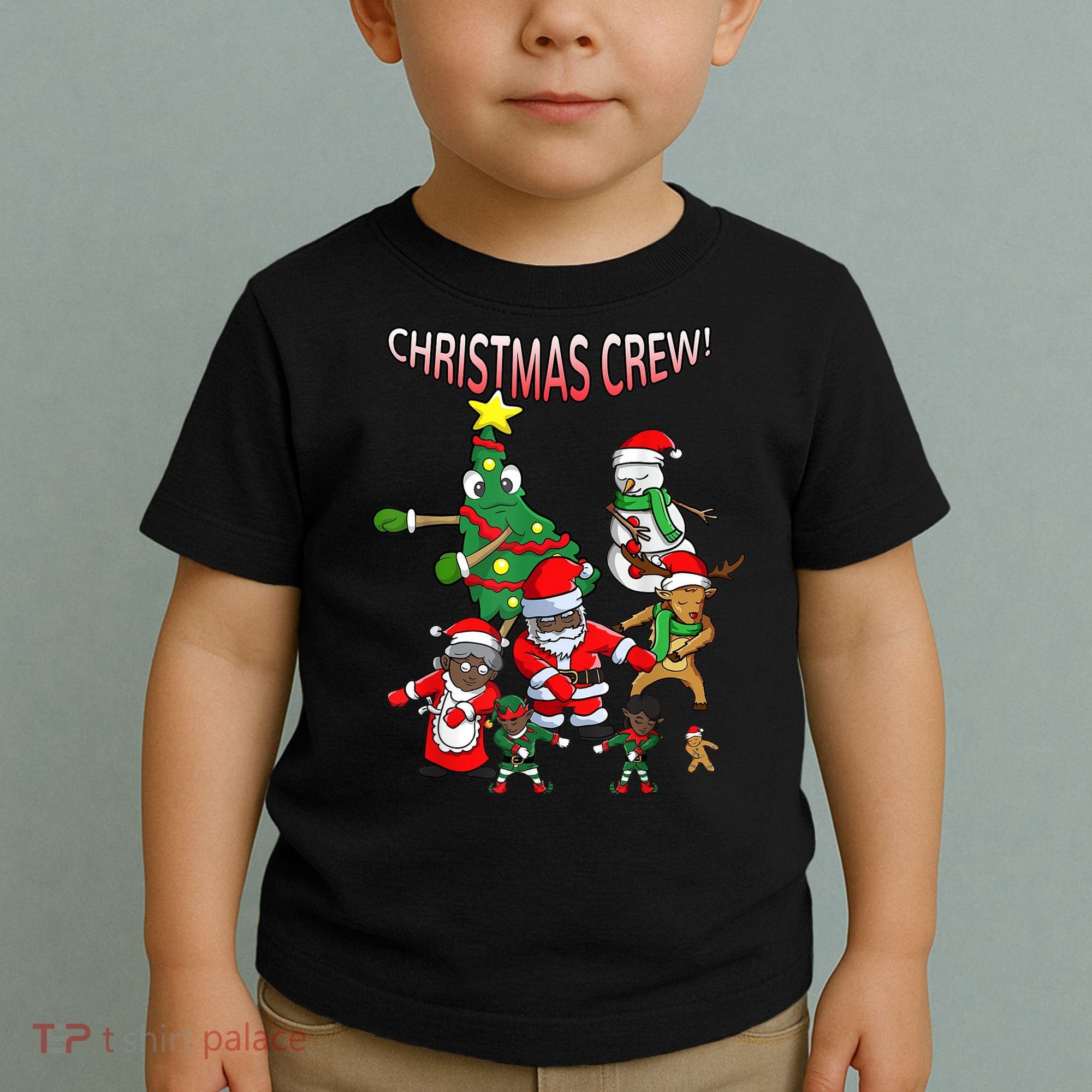 Santa Black African American Christmas Crew Flossing Floss TShirt Toddler T-Shirt