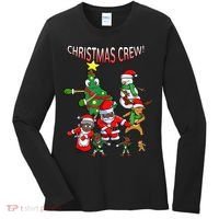 Santa Black African American Christmas Crew Flossing Floss TShirt Women's Long Sleeve Shirt thumb 0