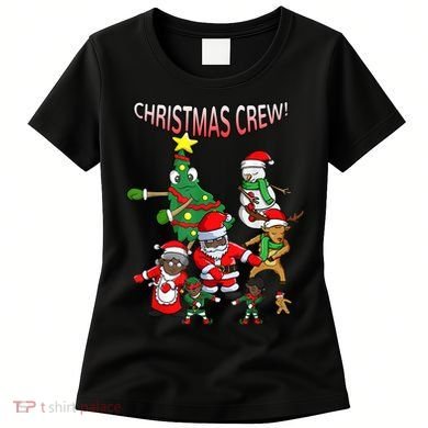 Santa Black African American Christmas Crew Flossing Floss TShirt Women's T-Shirt
