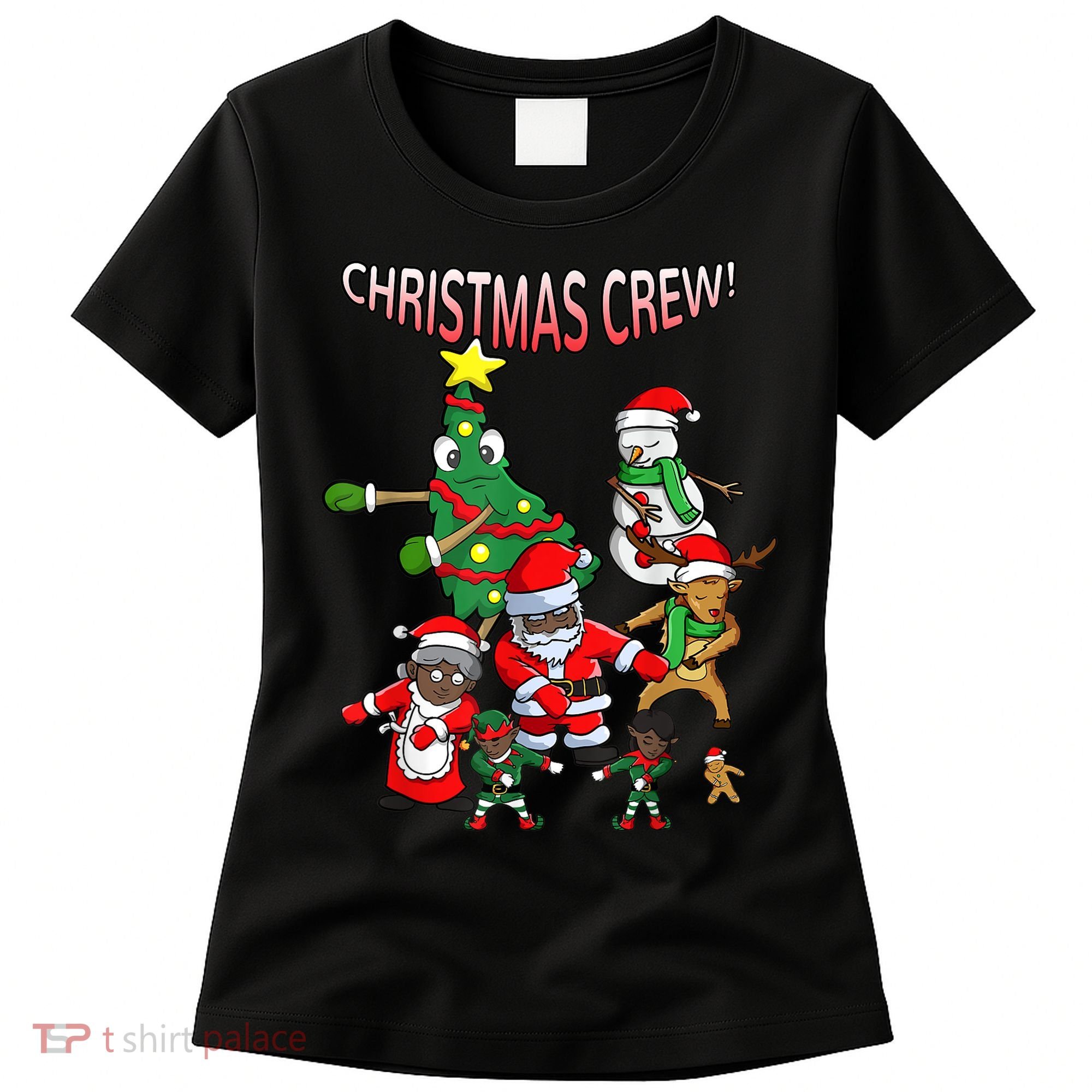 Santa Black African American Christmas Crew Flossing Floss TShirt Women's T-Shirt