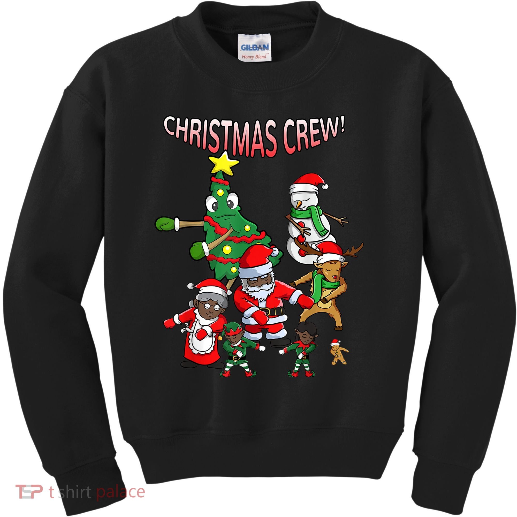 Santa Black African American Christmas Crew Flossing Floss TShirt Kids Sweatshirt
