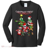 Santa Black African American Christmas Crew Flossing Floss TShirt Kids Long Sleeve Shirt thumb 0