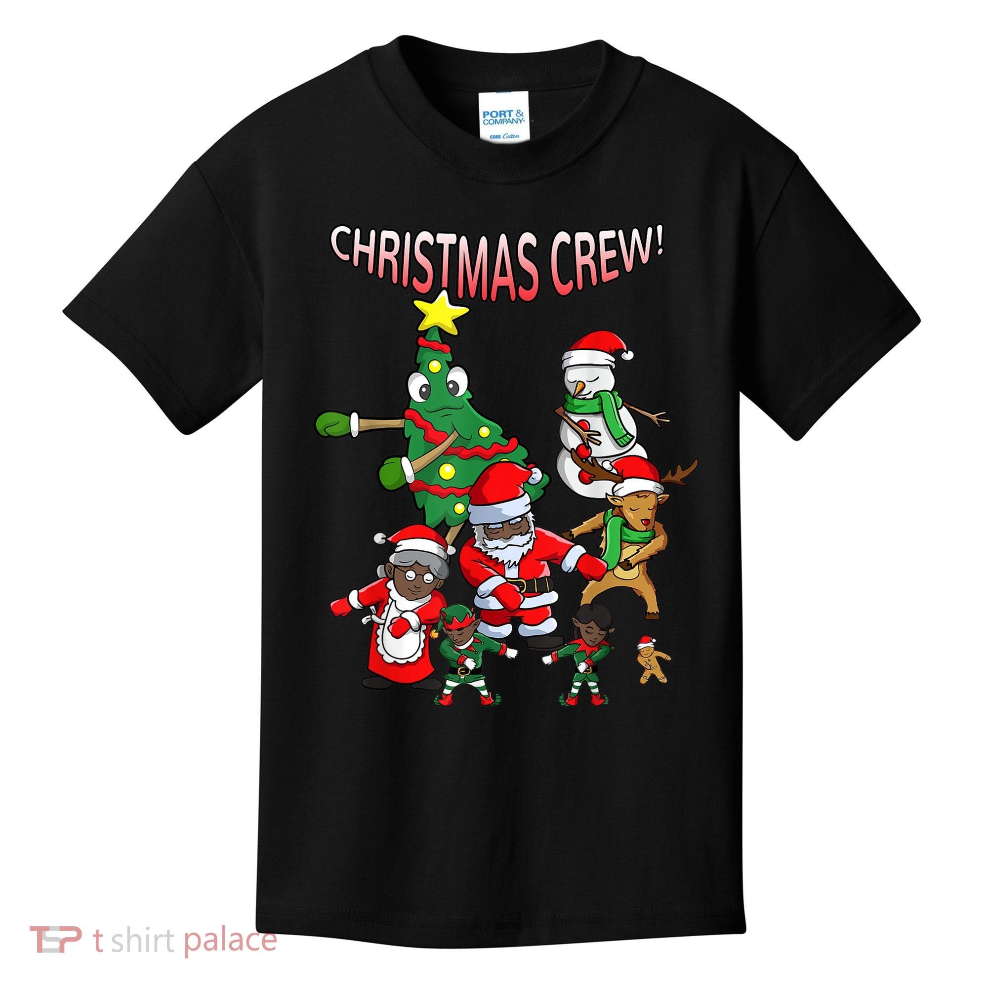 Santa Black African American Christmas Crew Flossing Floss TShirt Kids T-Shirt