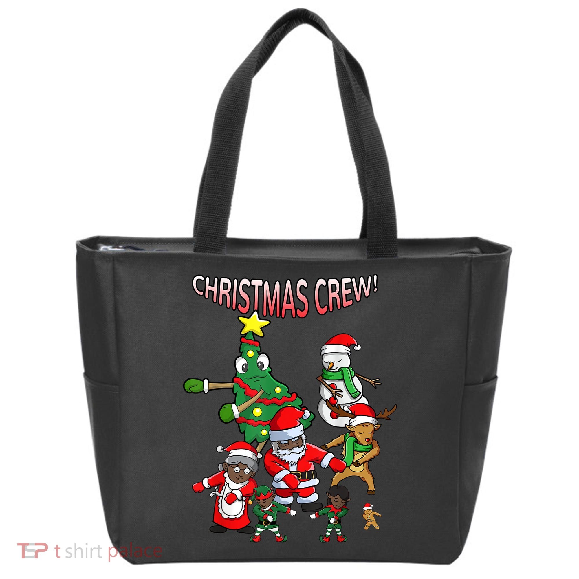 Santa Black African American Christmas Crew Flossing Floss TShirt Tote Bag