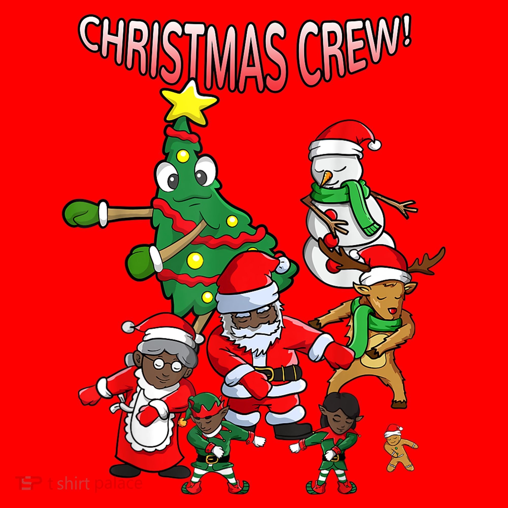 Santa Black African American Christmas Crew Flossing Floss TShirt Santa Hat