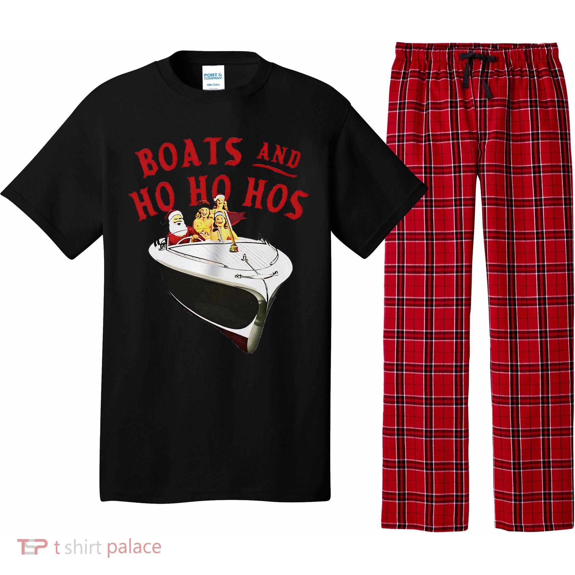 Santa Boats And Ho Ho Hos Christmas Pajama Set