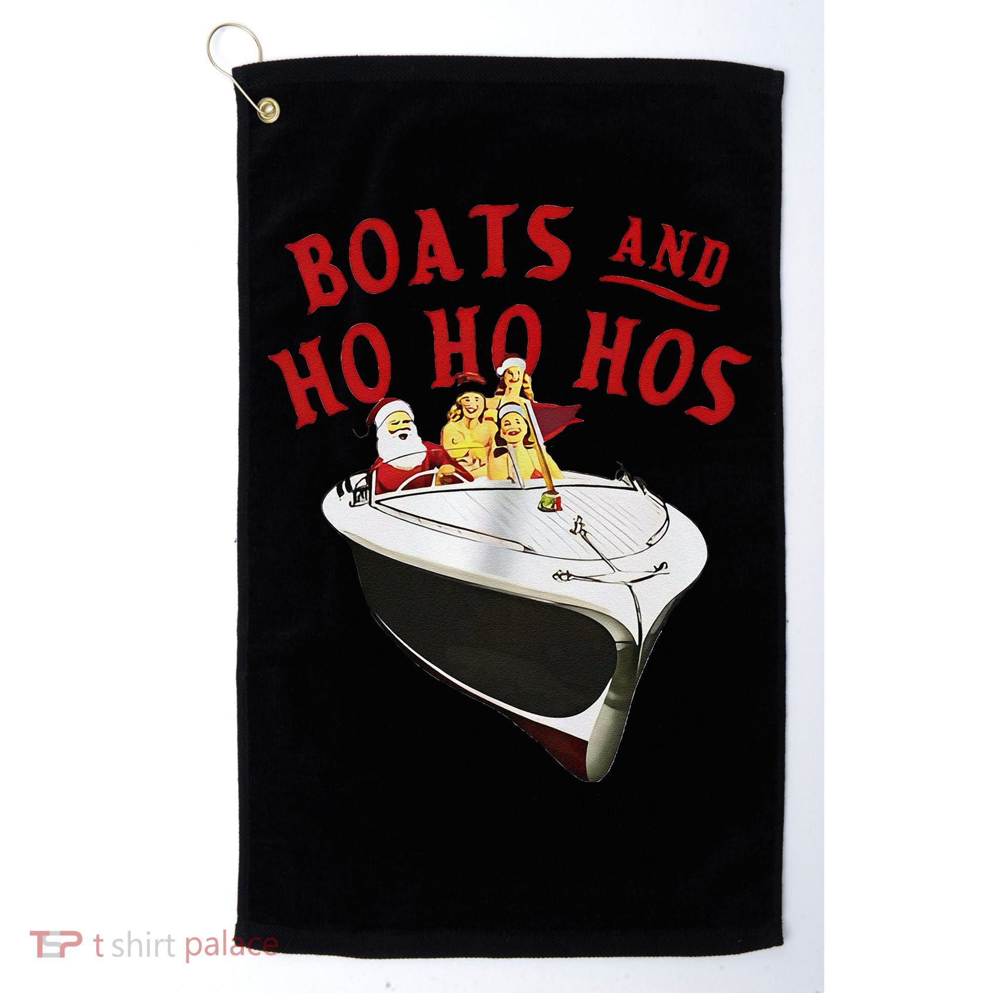 Santa Boats And Ho Ho Hos Christmas Golf Towel