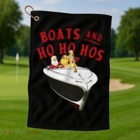 Santa Boats And Ho Ho Hos Christmas Golf Towel thumb 1