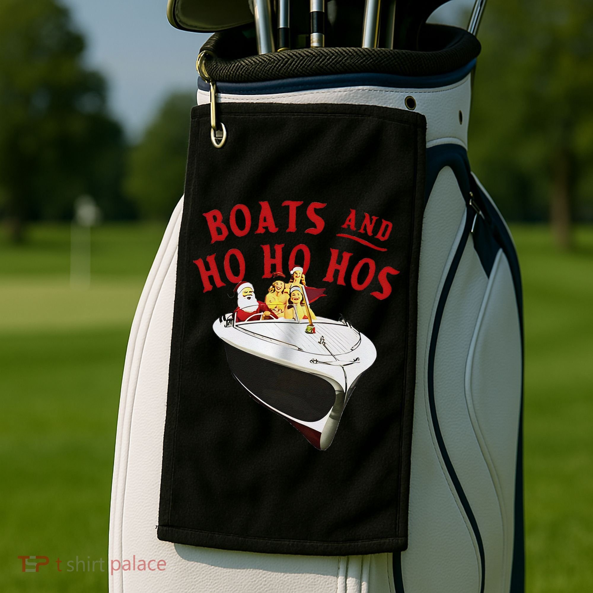 Santa Boats And Ho Ho Hos Christmas Golf Towel