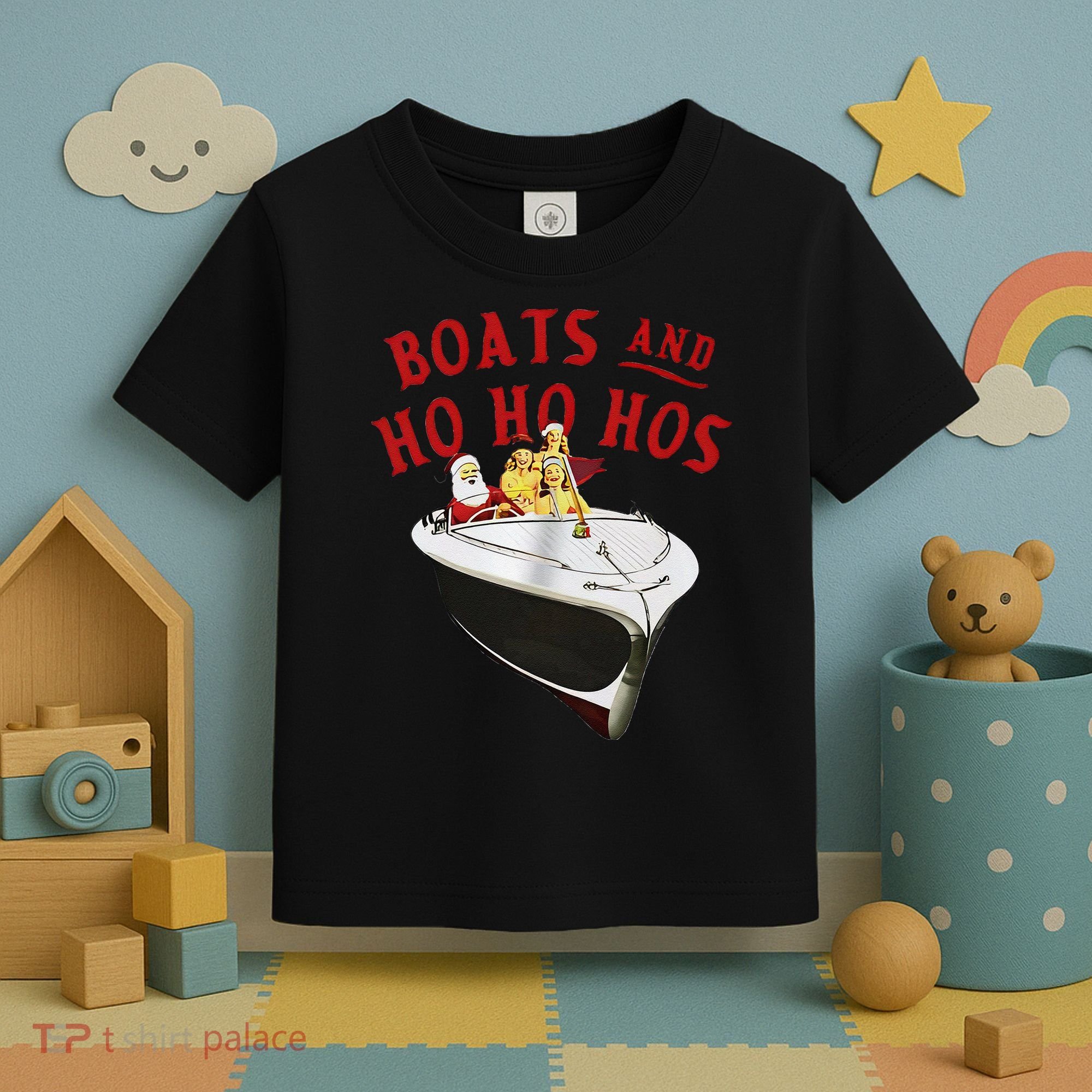 Santa Boats And Ho Ho Hos Christmas Toddler T-Shirt