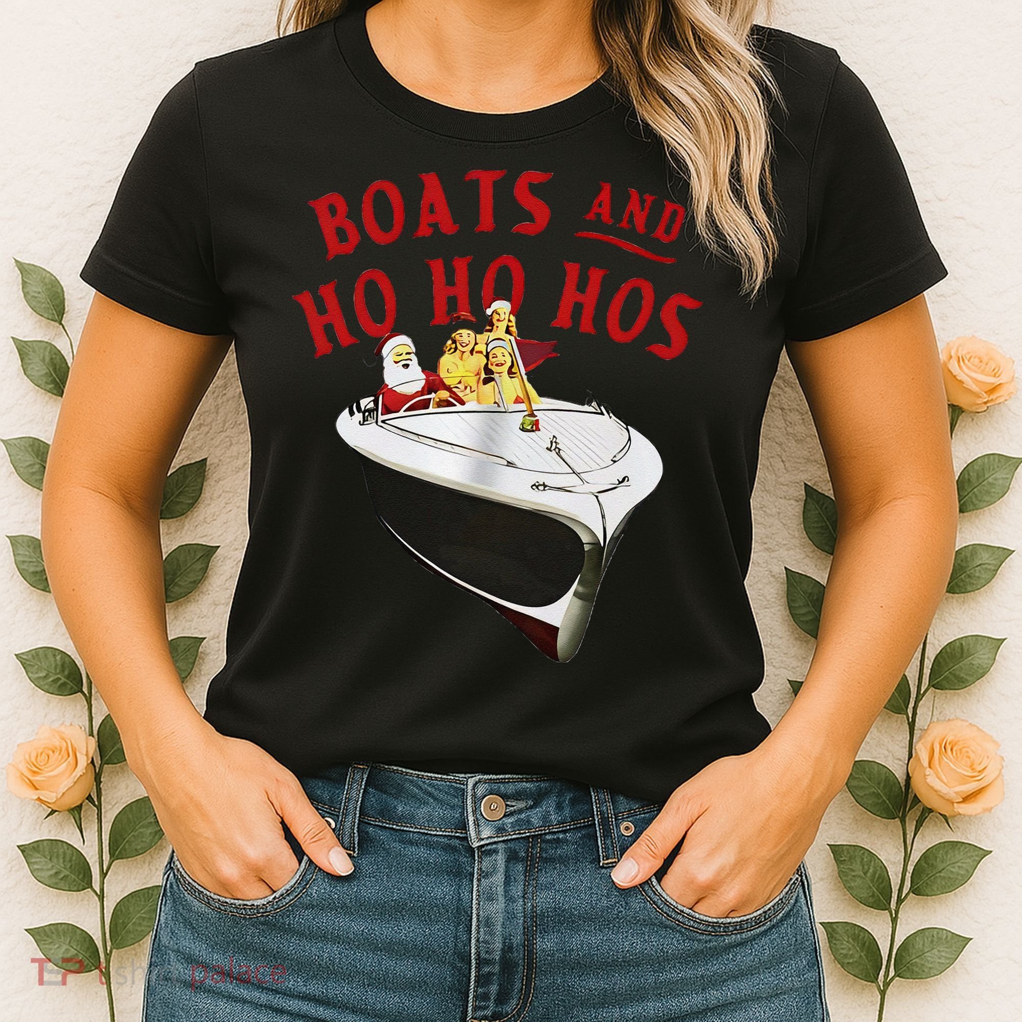 Santa Boats And Ho Ho Hos Christmas Women's T-Shirt