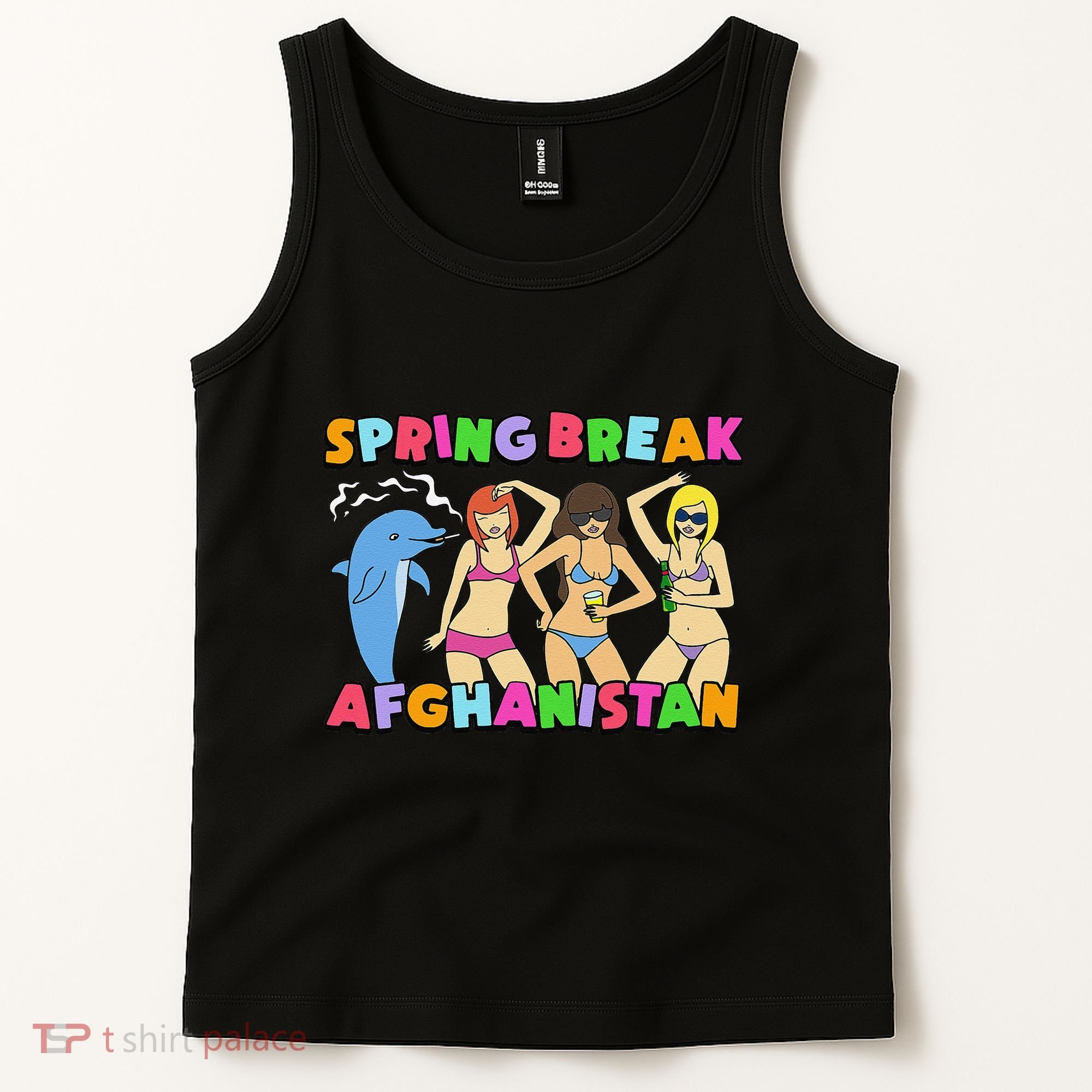 Spring Break Afghanistan Political Satire Dark Humor Meme Tank Top