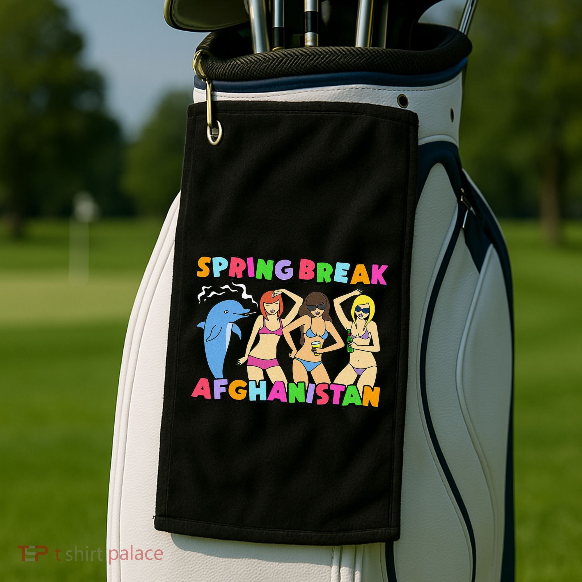 Spring Break Afghanistan Political Satire Dark Humor Meme Golf Towel
