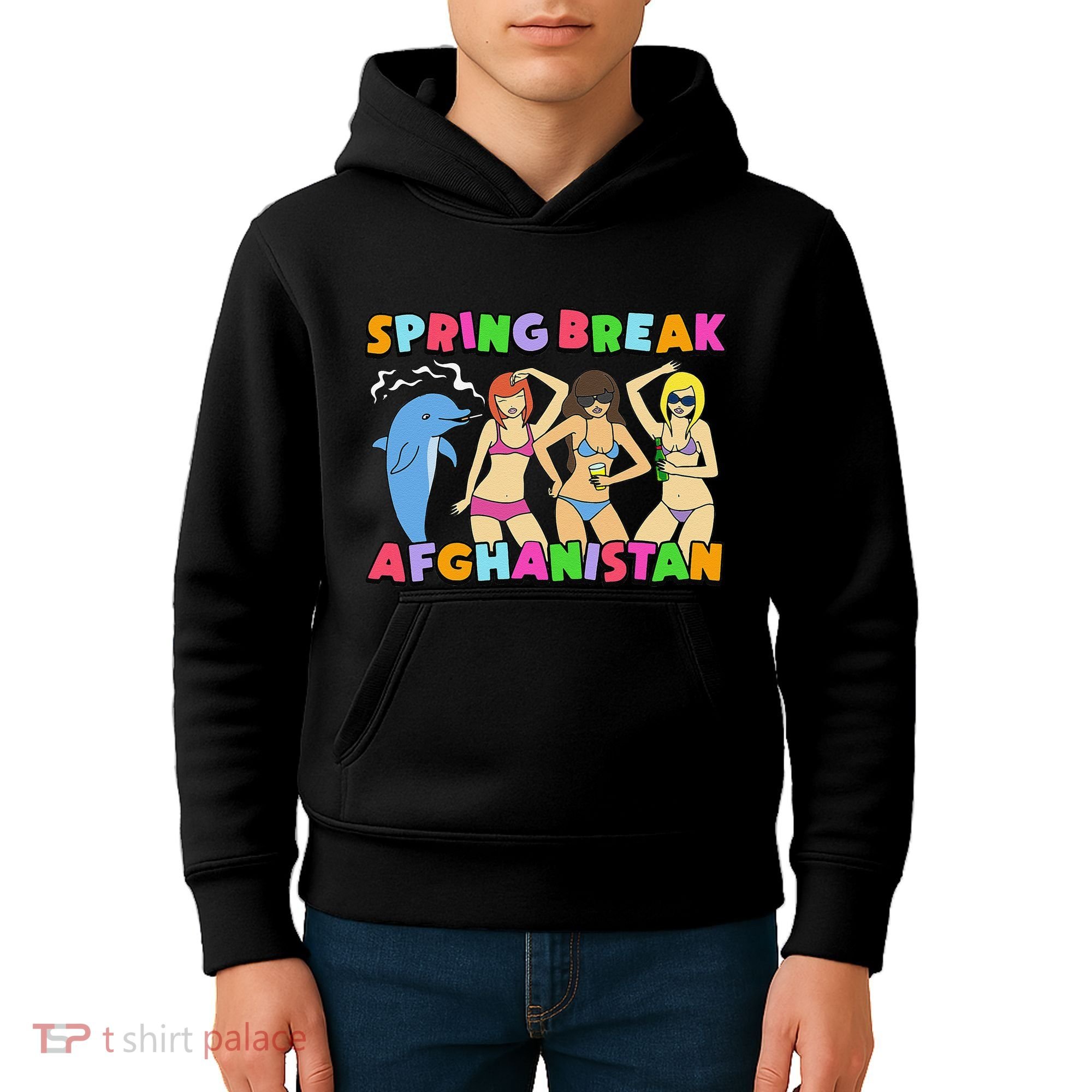 Spring Break Afghanistan Political Satire Dark Humor Meme Kids Hoodie