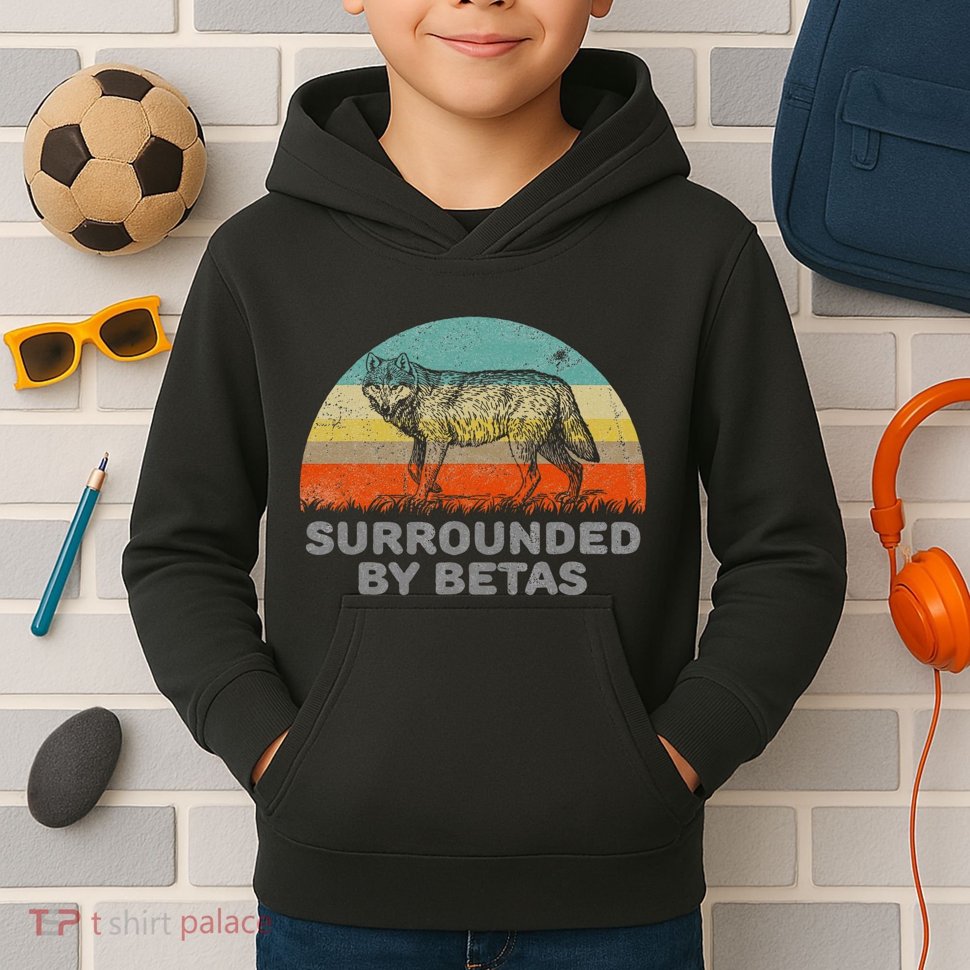 Surrounded By Betas Alpha Wolf Kids Hoodie