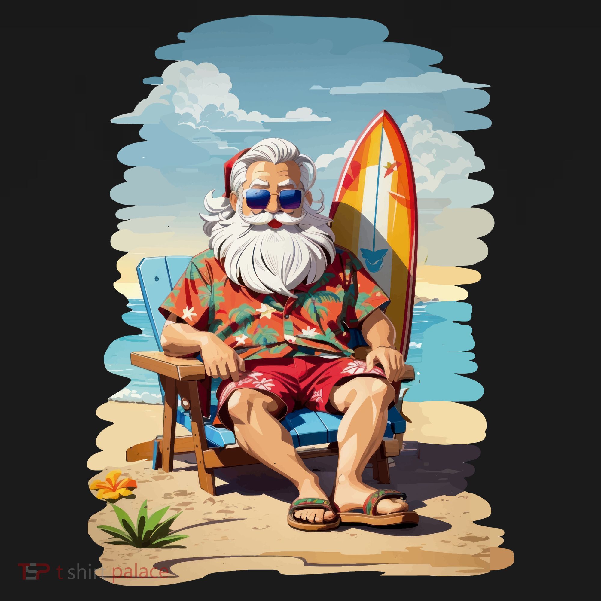 Santa Beach Bum Toddler Hoodie