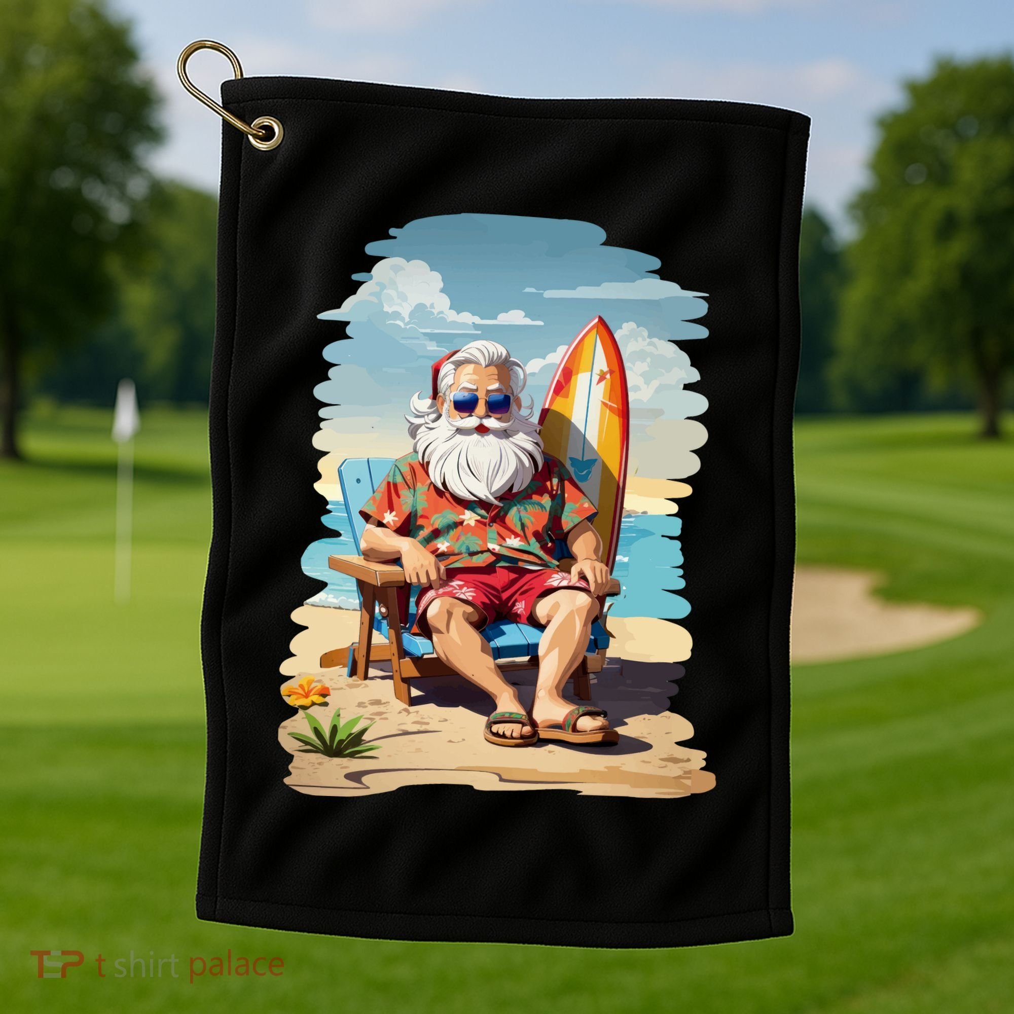 Santa Beach Bum Golf Towel