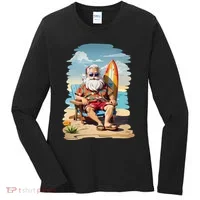 Santa Beach Bum Women's Long Sleeve Shirt thumb 0