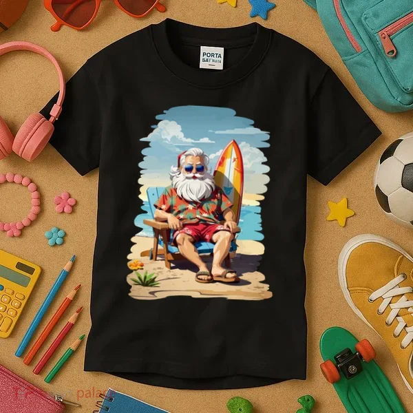 Santa Beach Bum Kids T-Shirt