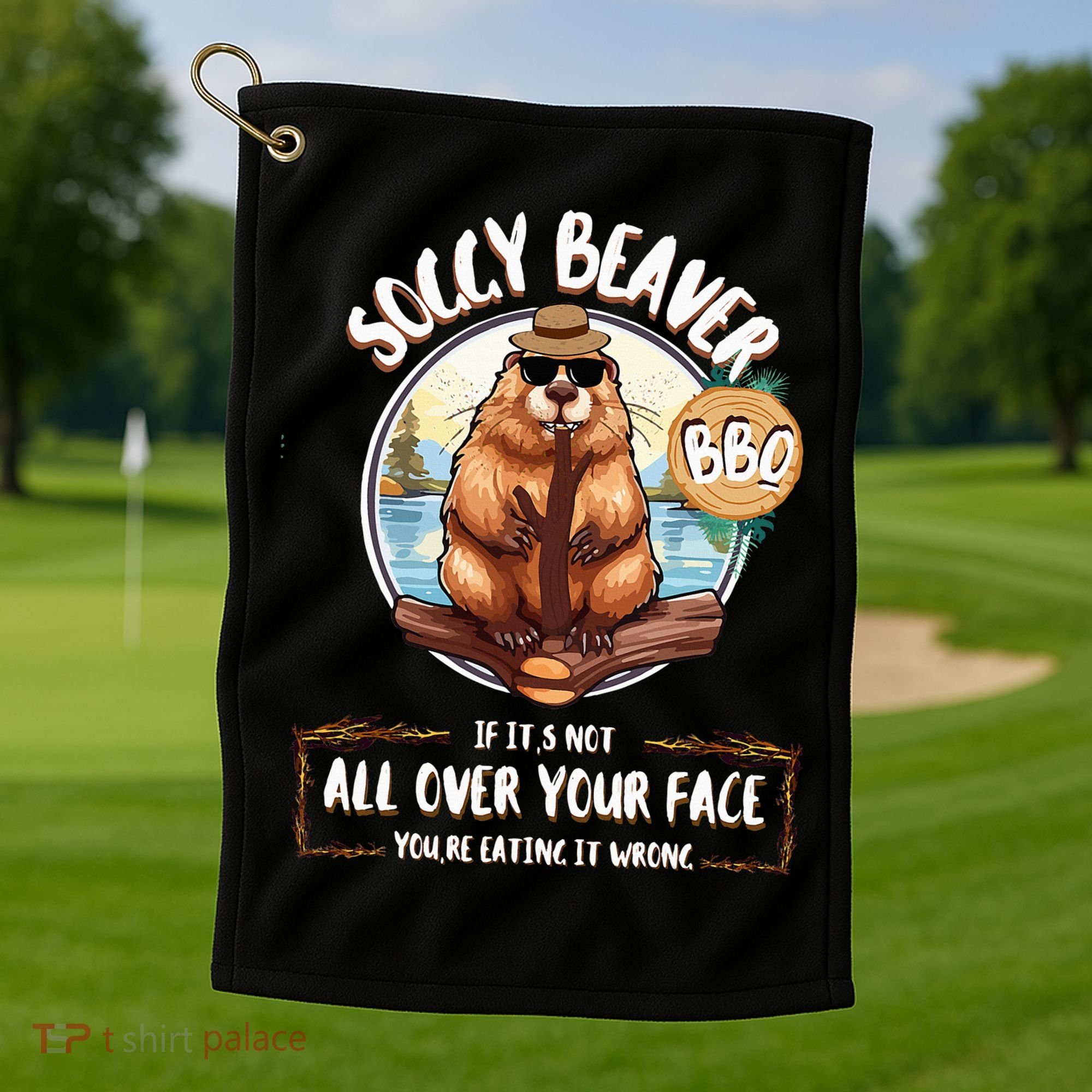 Soggy Beaver BBQ  Golf Towel