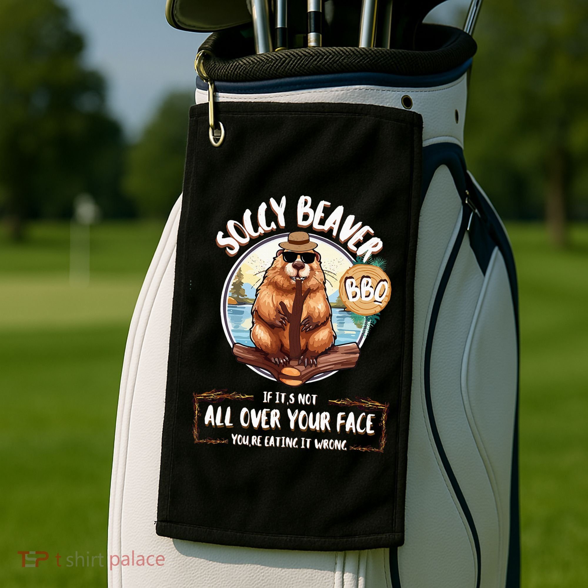 Soggy Beaver BBQ  Golf Towel