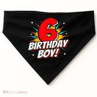 Superhero Birthday Boy Party 6 Year Old 6th Birthday USA-Made Doggie Bandana thumb 0