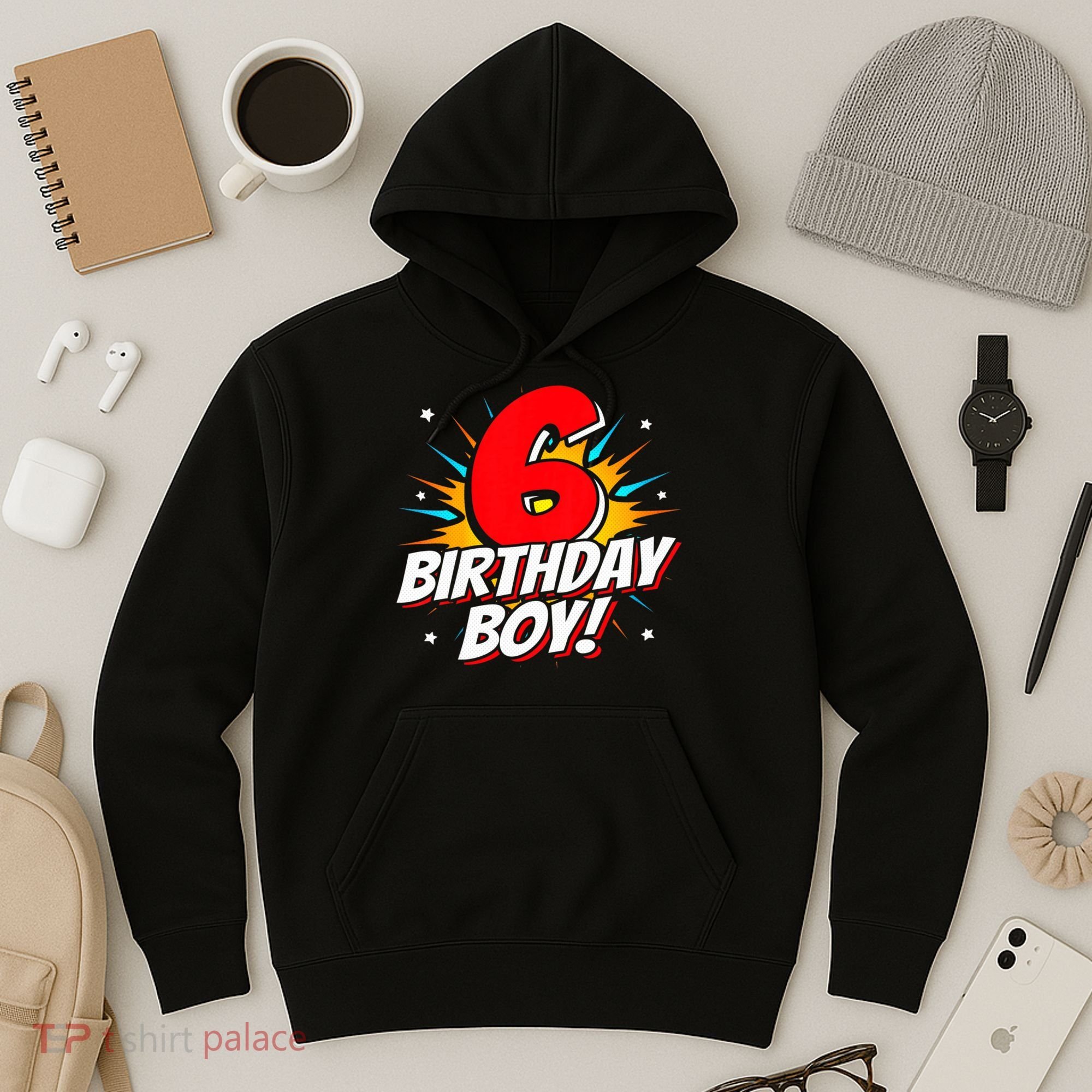 Superhero Birthday Boy Party 6 Year Old 6th Birthday Hoodie