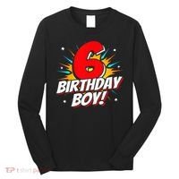 Superhero Birthday Boy Party 6 Year Old 6th Birthday Long Sleeve Shirt thumb 0