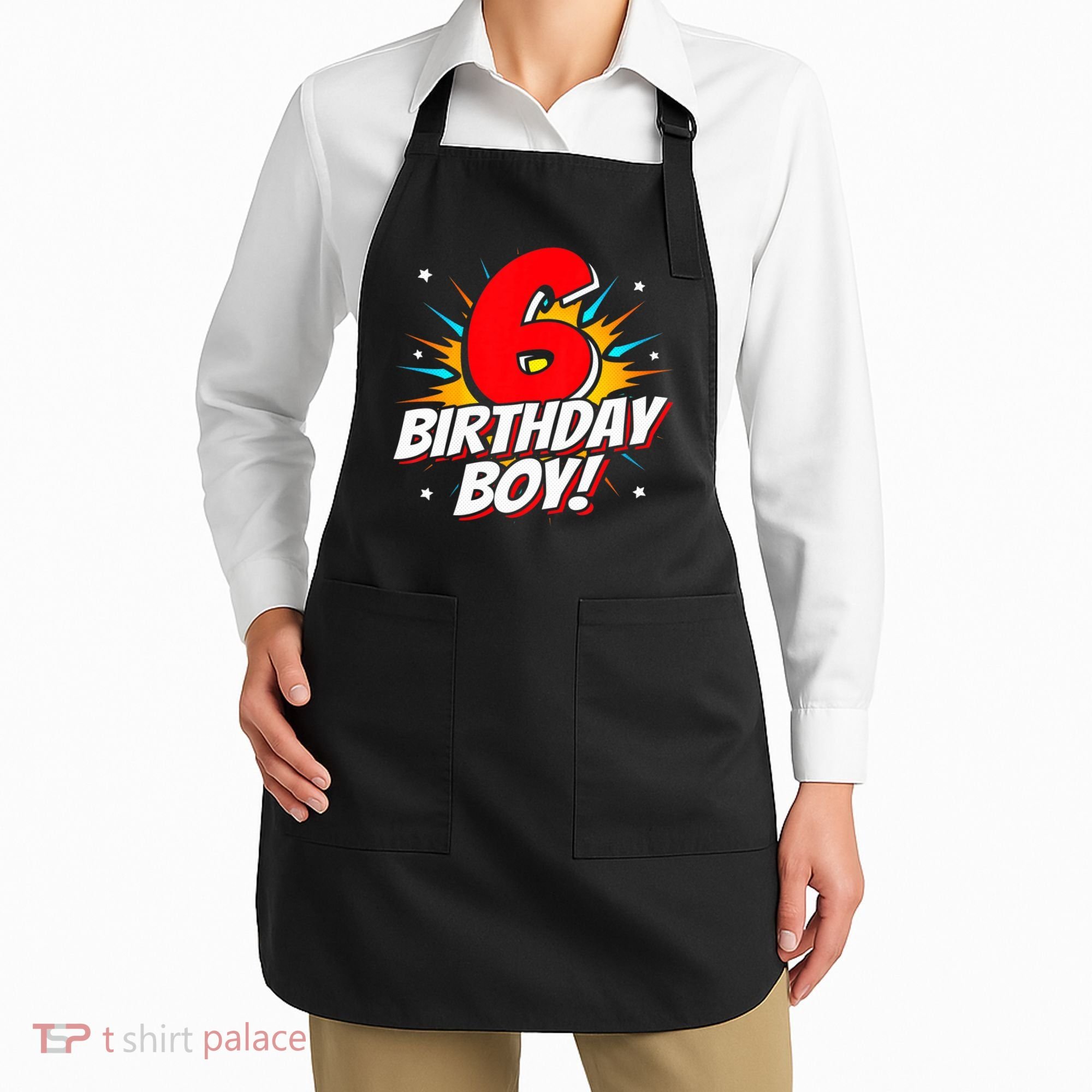 Superhero Birthday Boy Party 6 Year Old 6th Birthday Apron