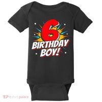 Superhero Birthday Boy Party 6 Year Old 6th Birthday Baby Bodysuit thumb 0