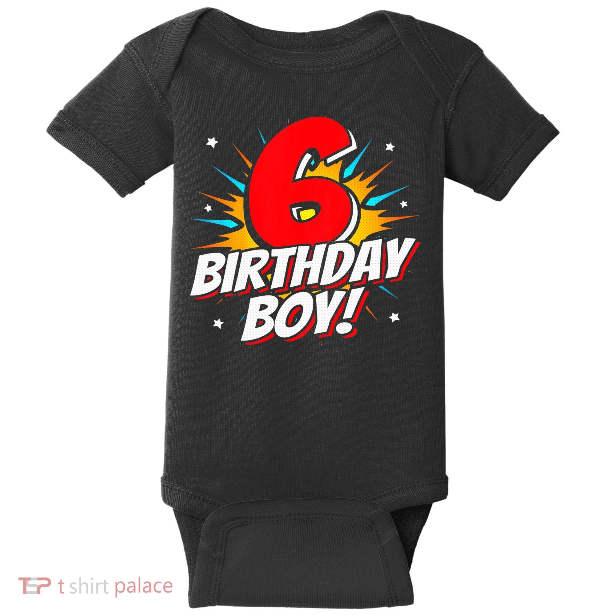 Superhero Birthday Boy Party 6 Year Old 6th Birthday Baby Bodysuit