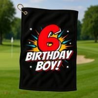 Superhero Birthday Boy Party 6 Year Old 6th Birthday Golf Towel thumb 1