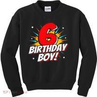 Superhero Birthday Boy Party 6 Year Old 6th Birthday Kids Sweatshirt thumb 0