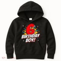 Superhero Birthday Boy Party 6 Year Old 6th Birthday Kids Hoodie thumb 0