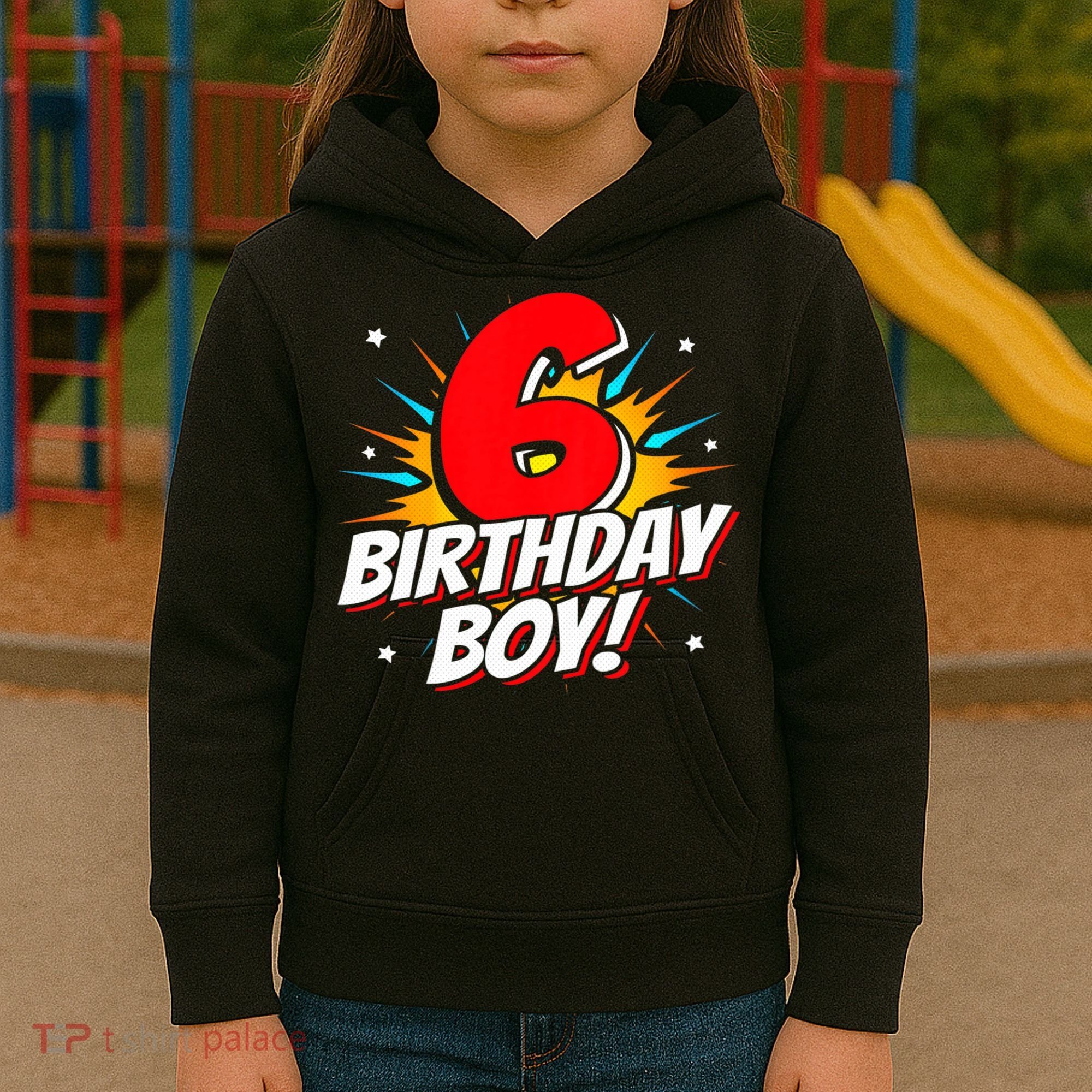 Superhero Birthday Boy Party 6 Year Old 6th Birthday Kids Hoodie