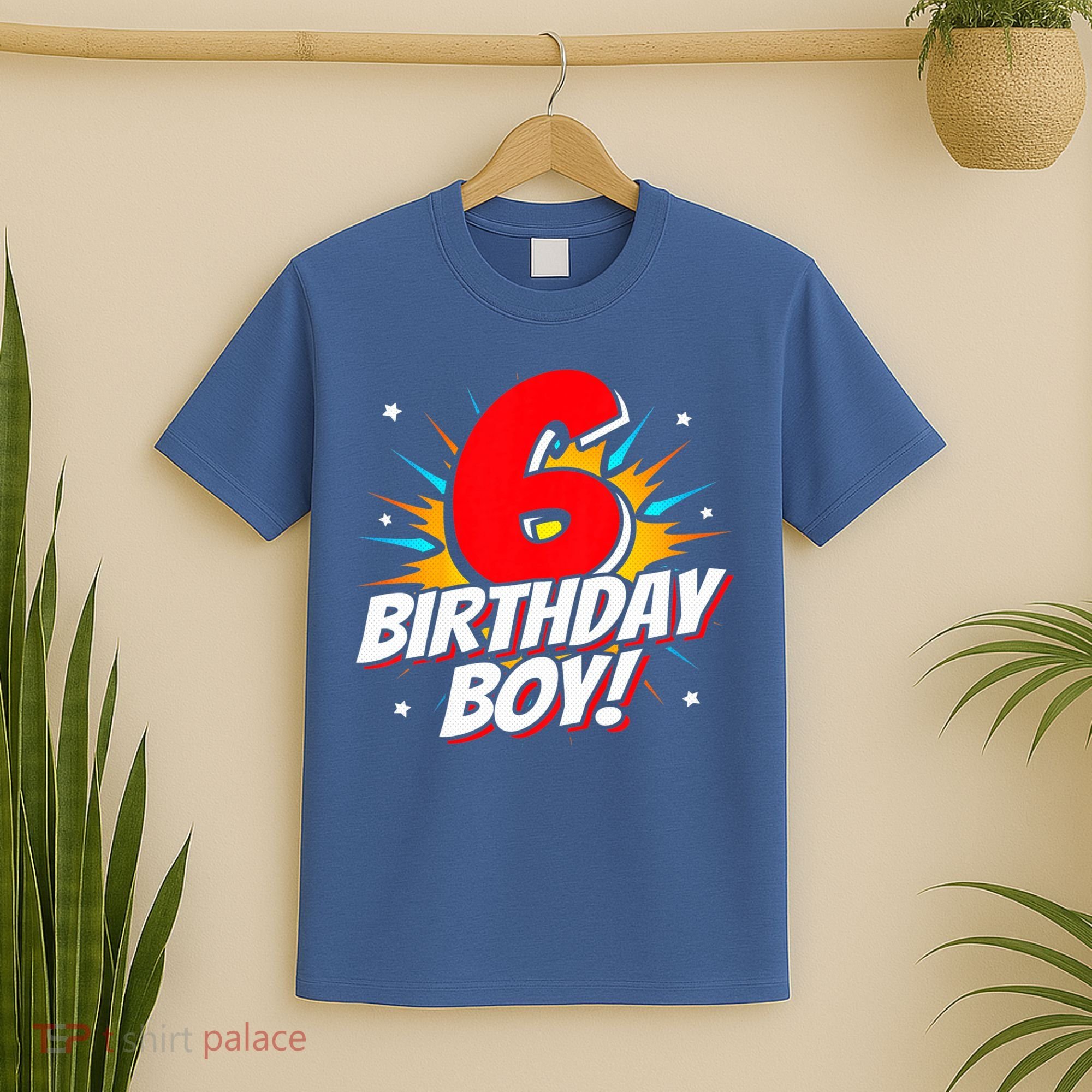 Superhero Birthday Boy Party 6 Year Old 6th Birthday T-Shirt