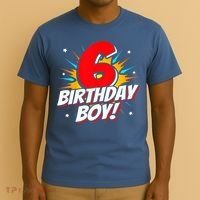 Superhero Birthday Boy Party 6 Year Old 6th Birthday T-Shirt thumb 3