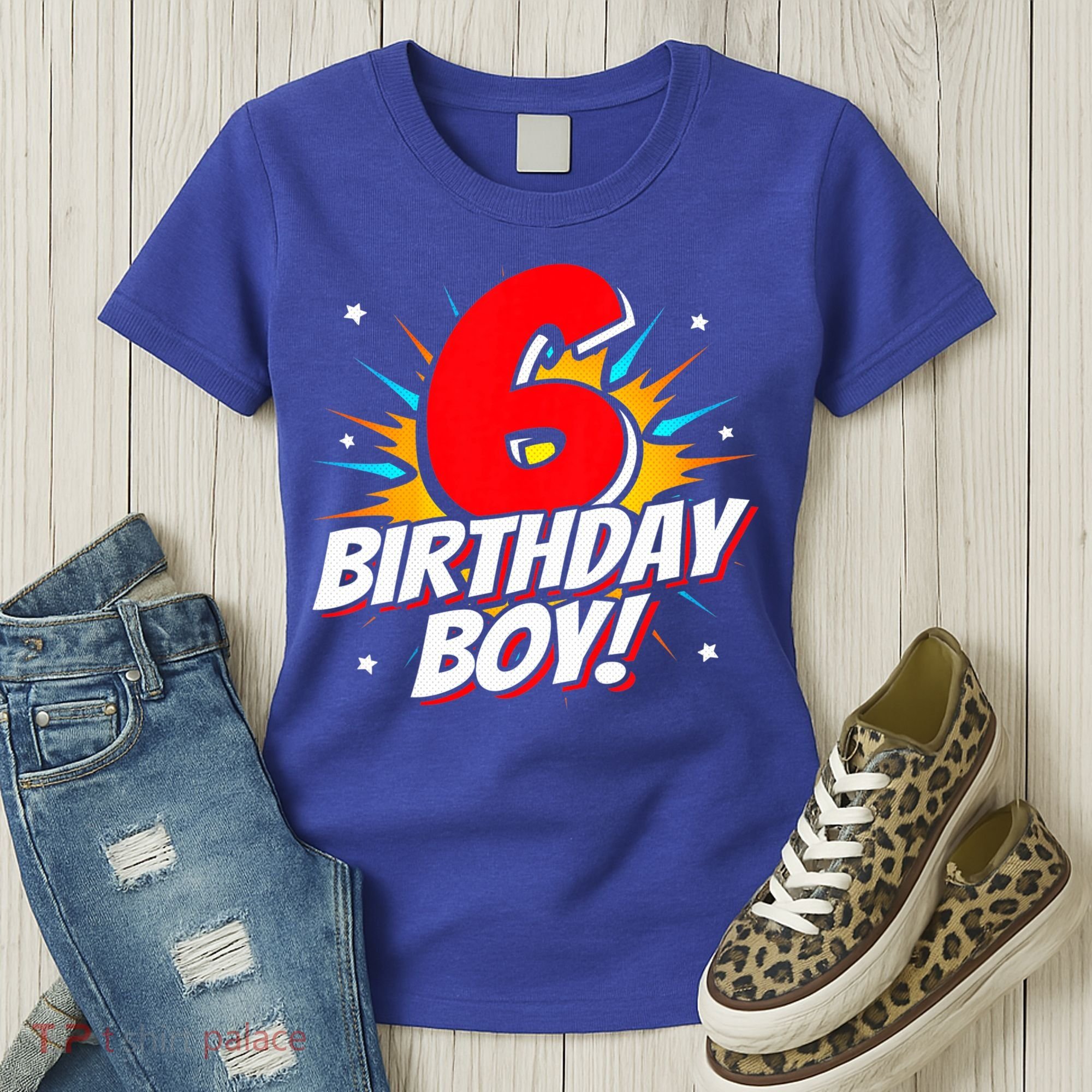 Superhero Birthday Boy Party 6 Year Old 6th Birthday Women's T-Shirt