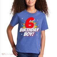 Superhero Birthday Boy Party 6 Year Old 6th Birthday Kids T-Shirt thumb 2