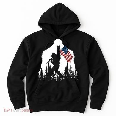 Sasquatch Believers Bigfoot Rock On Hold American Flag Hoodie