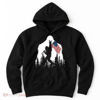 Sasquatch Believers Bigfoot Rock On Hold American Flag Hoodie thumb 0