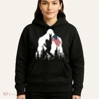 Sasquatch Believers Bigfoot Rock On Hold American Flag Hoodie thumb 5