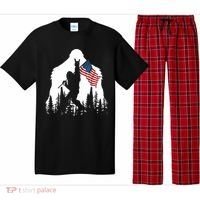 Sasquatch Believers Bigfoot Rock On Hold American Flag Pajama Set thumb 0