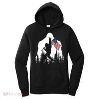 Sasquatch Believers Bigfoot Rock On Hold American Flag Women's Hoodie thumb 0