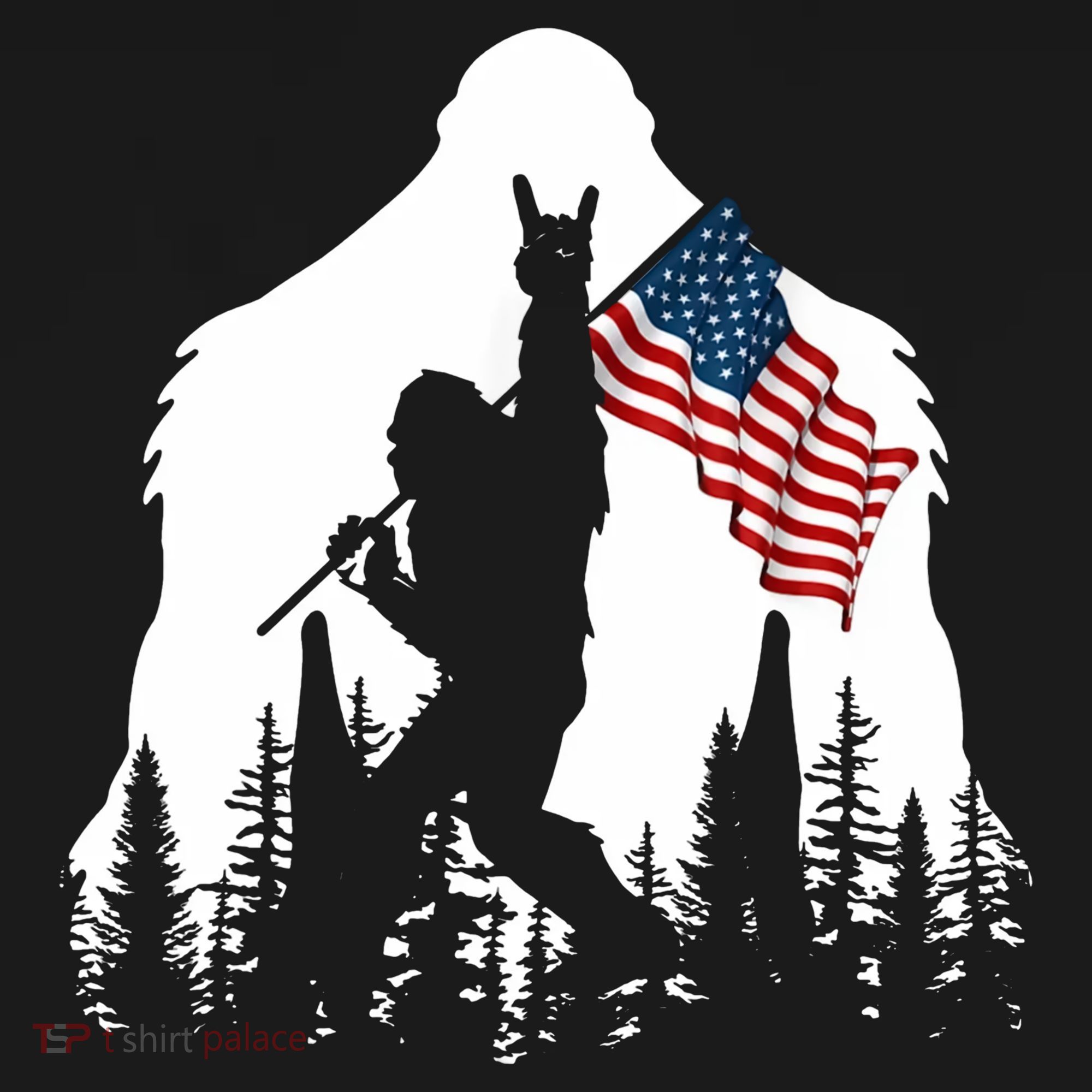 Sasquatch Believers Bigfoot Rock On Hold American Flag Women's Tank Top