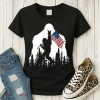 Sasquatch Believers Bigfoot Rock On Hold American Flag Women's T-Shirt thumb 3