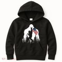 Sasquatch Believers Bigfoot Rock On Hold American Flag Kids Hoodie thumb 0