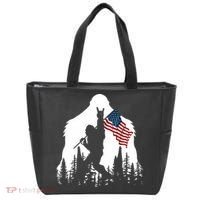 Sasquatch Believers Bigfoot Rock On Hold American Flag Tote Bag thumb 0