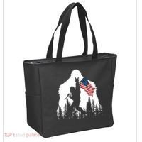 Sasquatch Believers Bigfoot Rock On Hold American Flag Tote Bag thumb 2