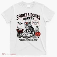 Spooky Biscuits Bakery Cat Halloween Treats T-Shirt thumb 0